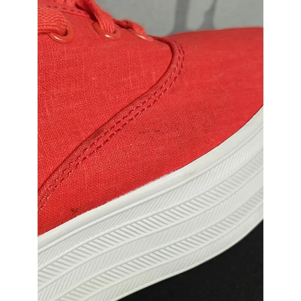 KEDS Women's 7 Red Linen Point Lace Up Sneakers New Blemishes